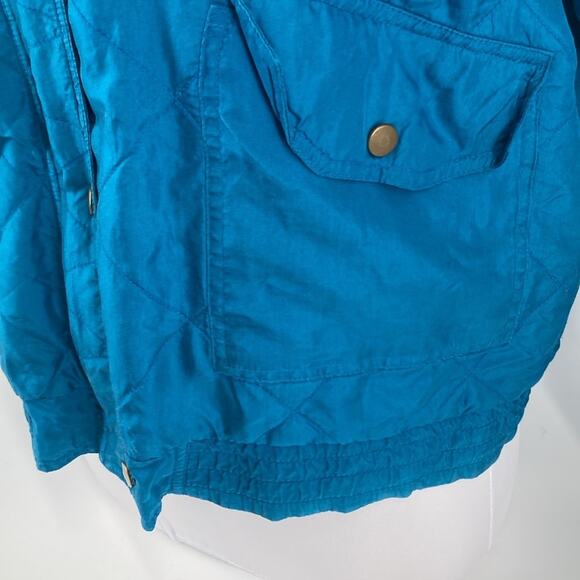 Lavon Womens Vintage Turquoise Silk Zip Up Snap Front Quilted Spring Jacket M - Picture 6 of 14